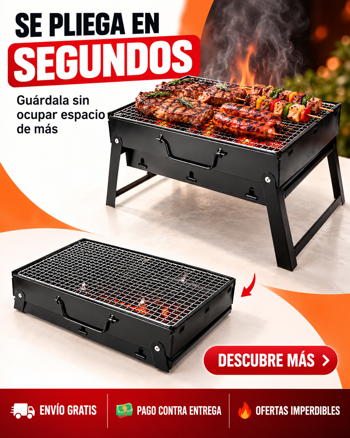 Parrilla Portátil Plegable 35×24cm