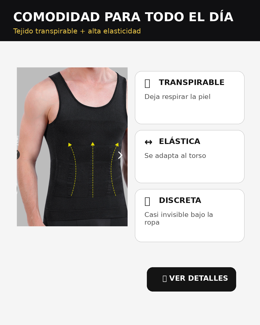 Camiseta Reductora Masculina Invisible NEGRA