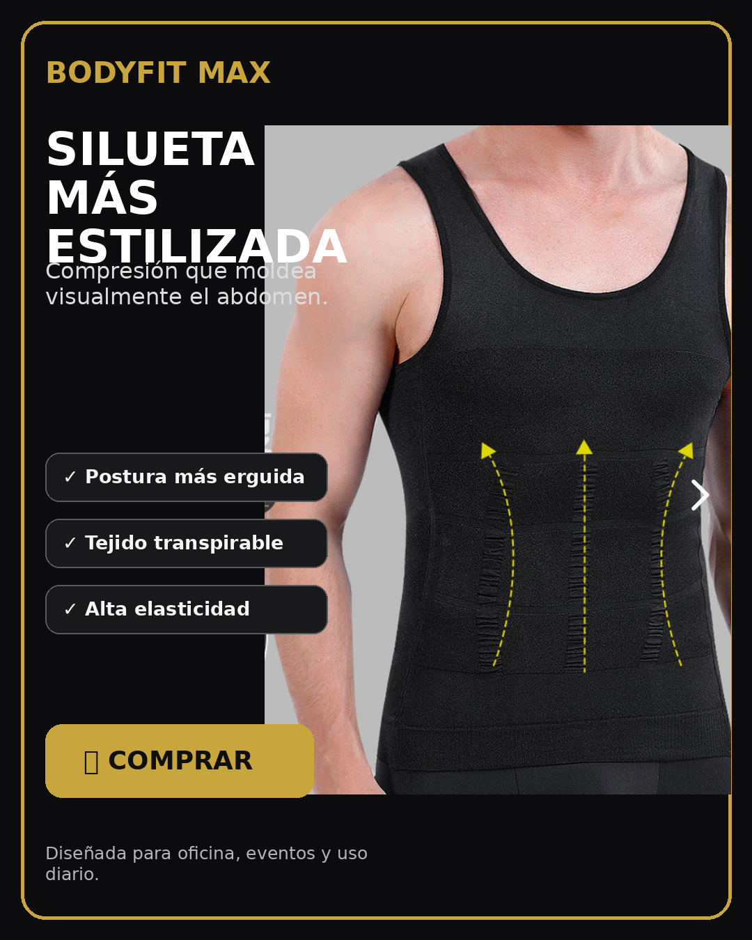 Camiseta Reductora Masculina Invisible NEGRA