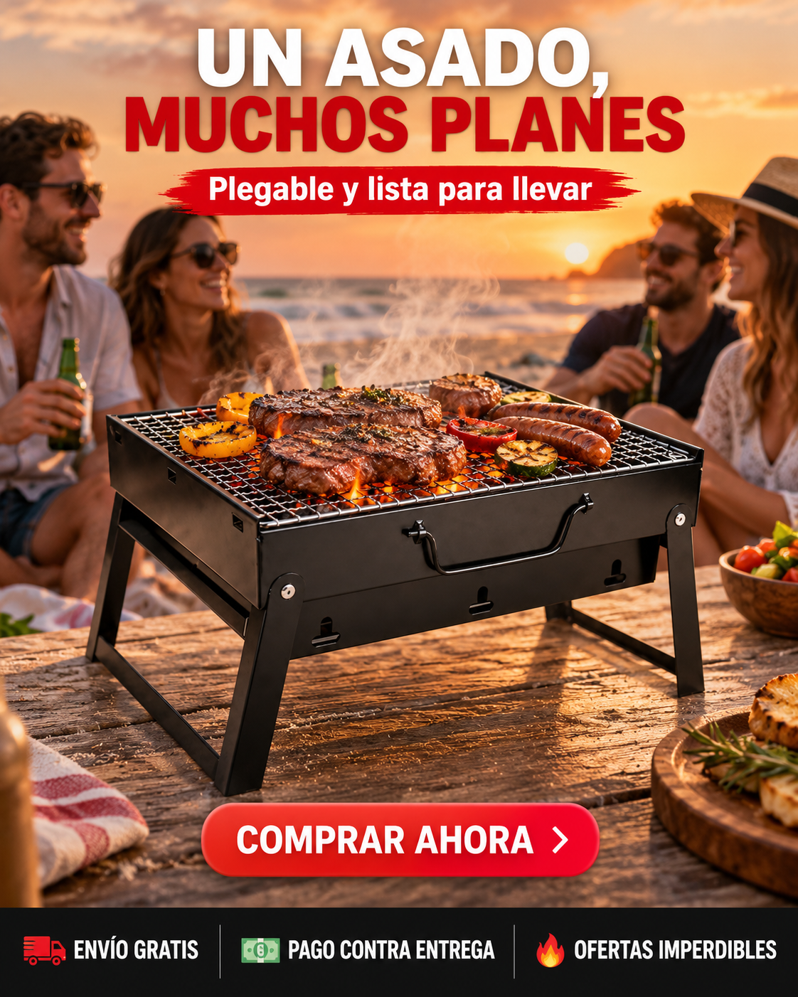 Parrilla Portátil Plegable 35×24cm