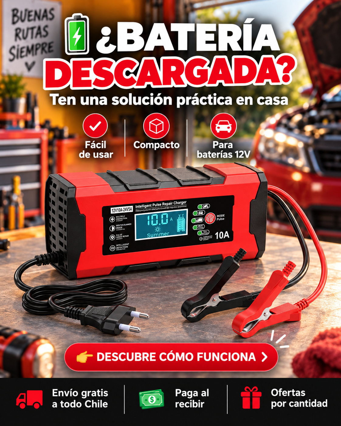 Cargador De Bateria Para Coche 12v