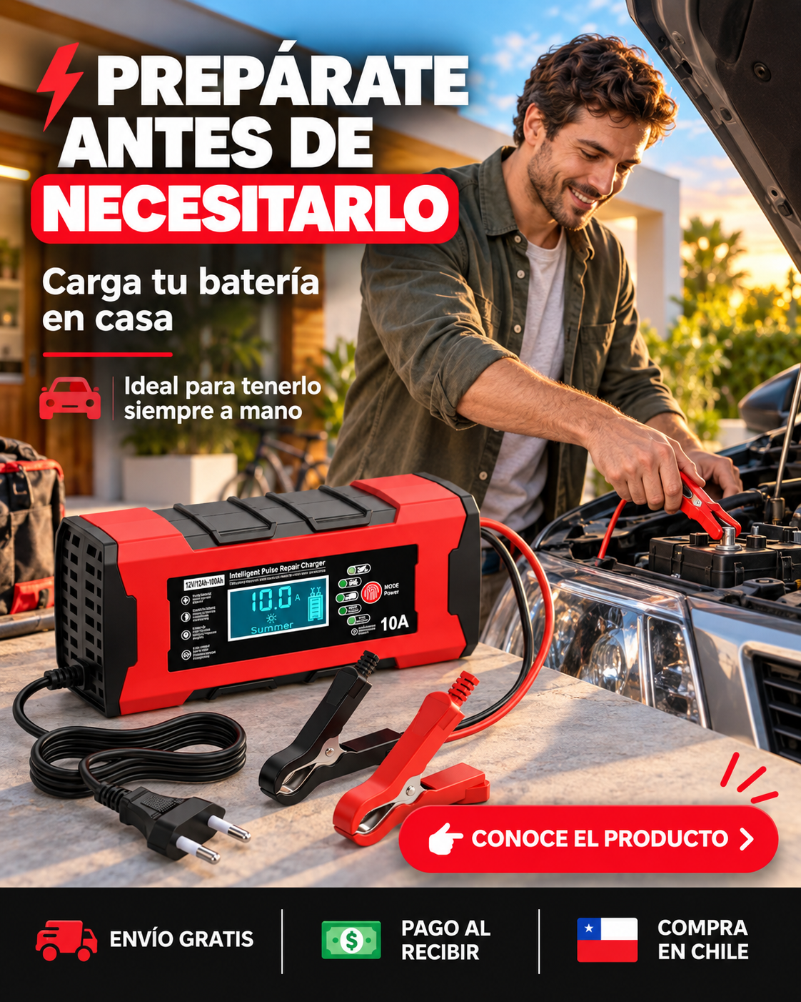 Cargador De Bateria Para Coche 12v