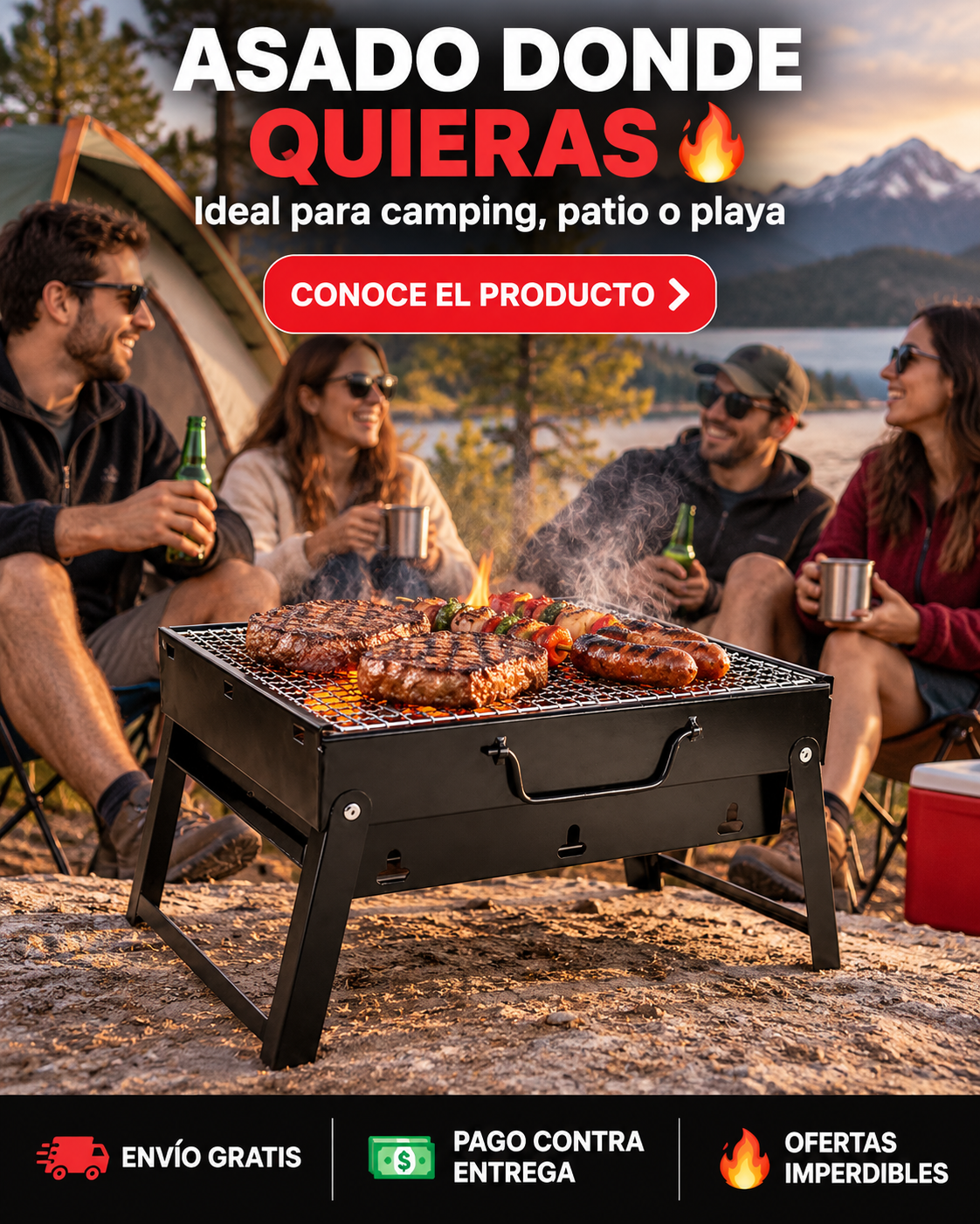 Parrilla Portátil Plegable 35×24cm