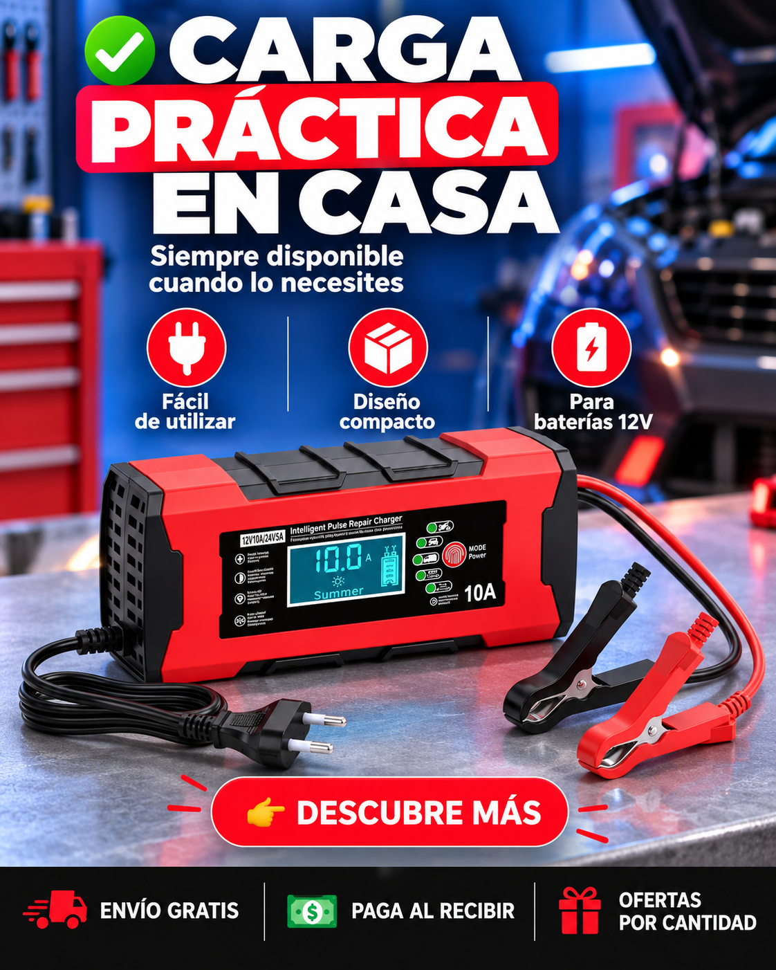 Cargador De Bateria Para Coche 12v