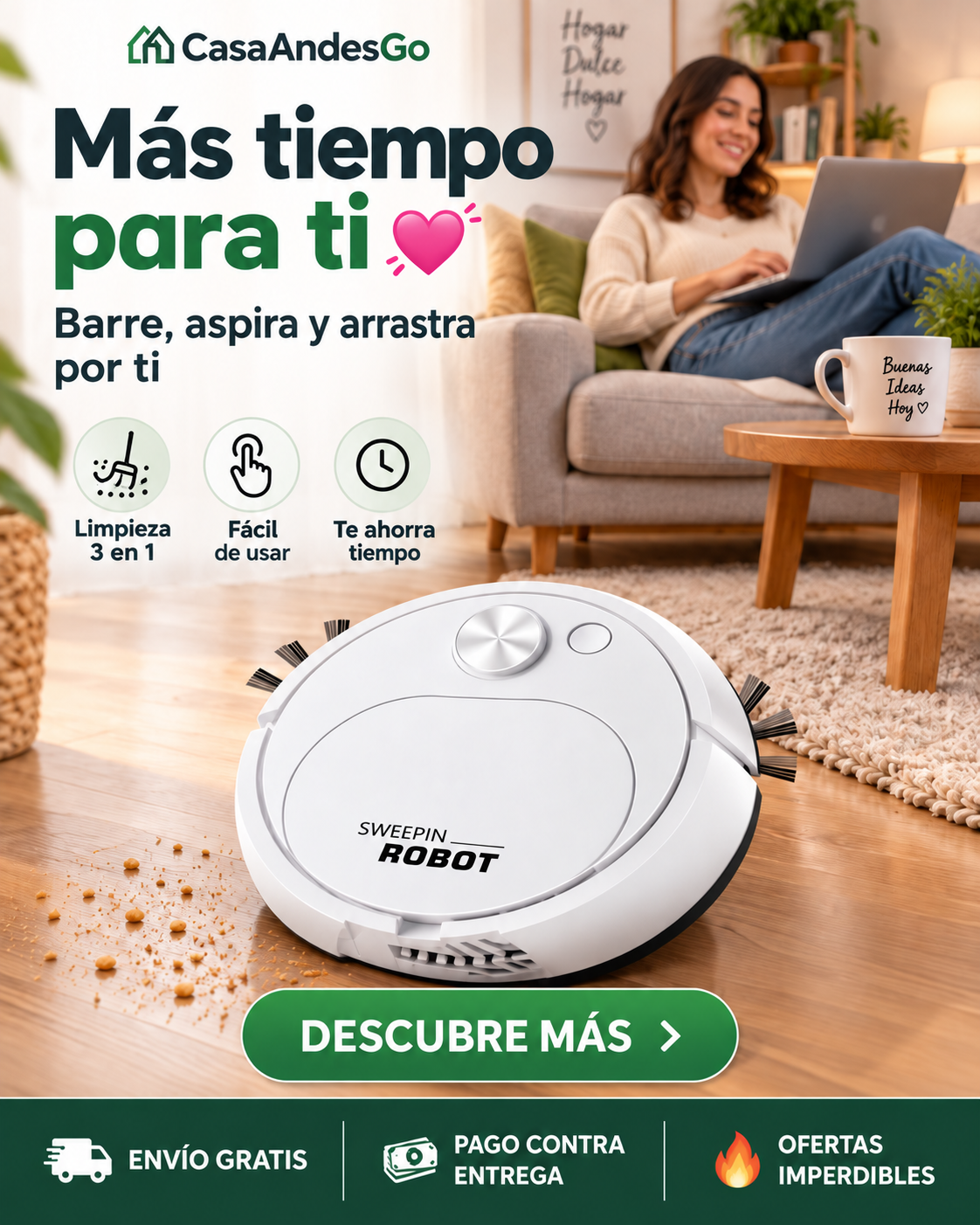 Aspiradora Robot 3 en 1