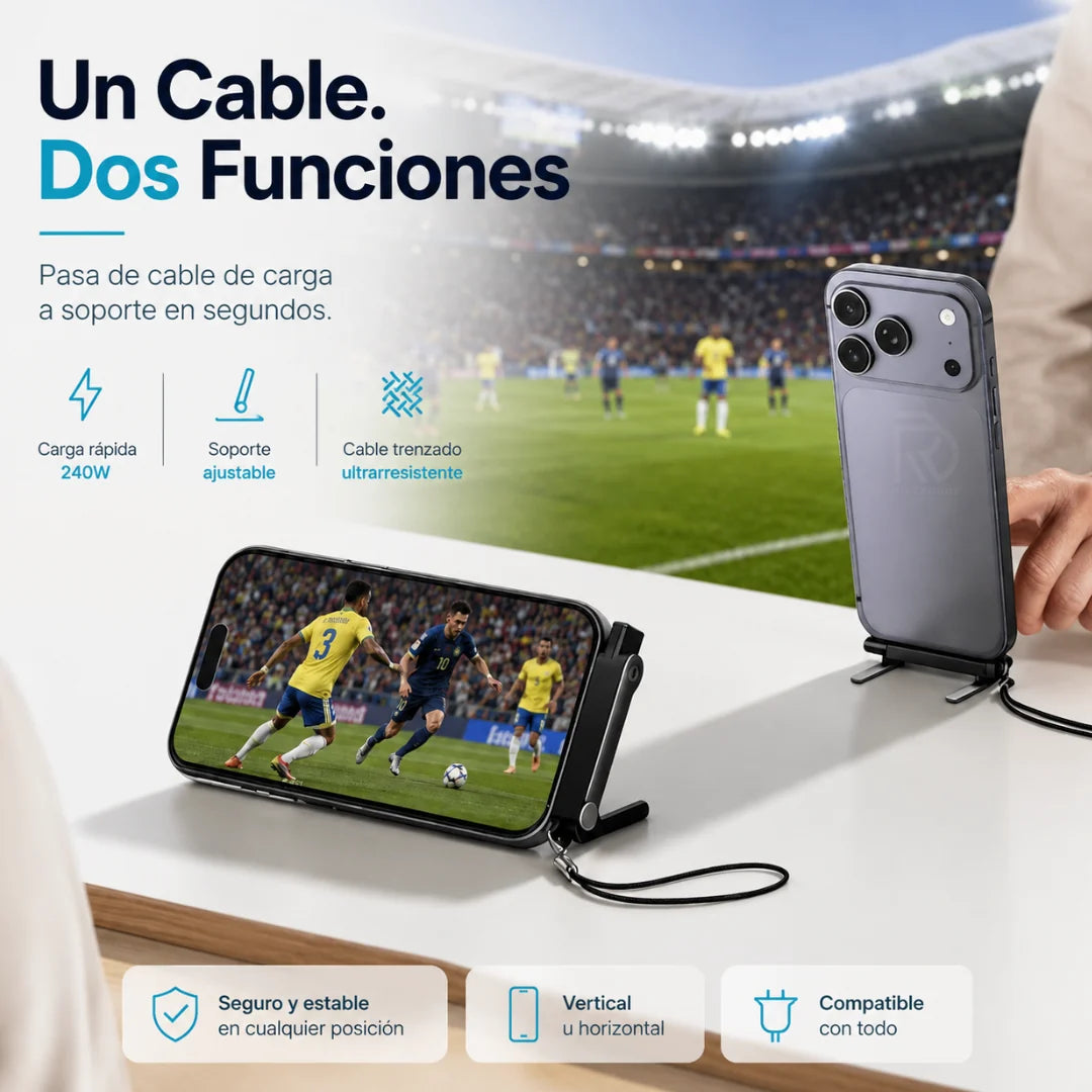 Pack x 2 Cables de Carga Rápida Soporte USB-C