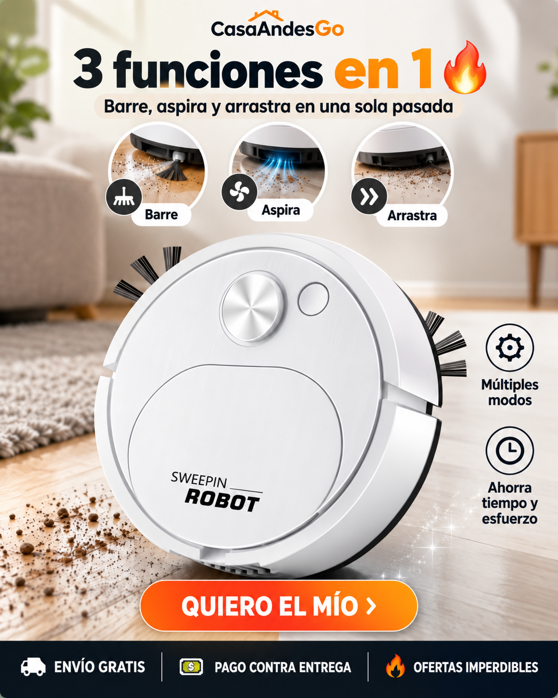 Aspiradora Robot 3 en 1