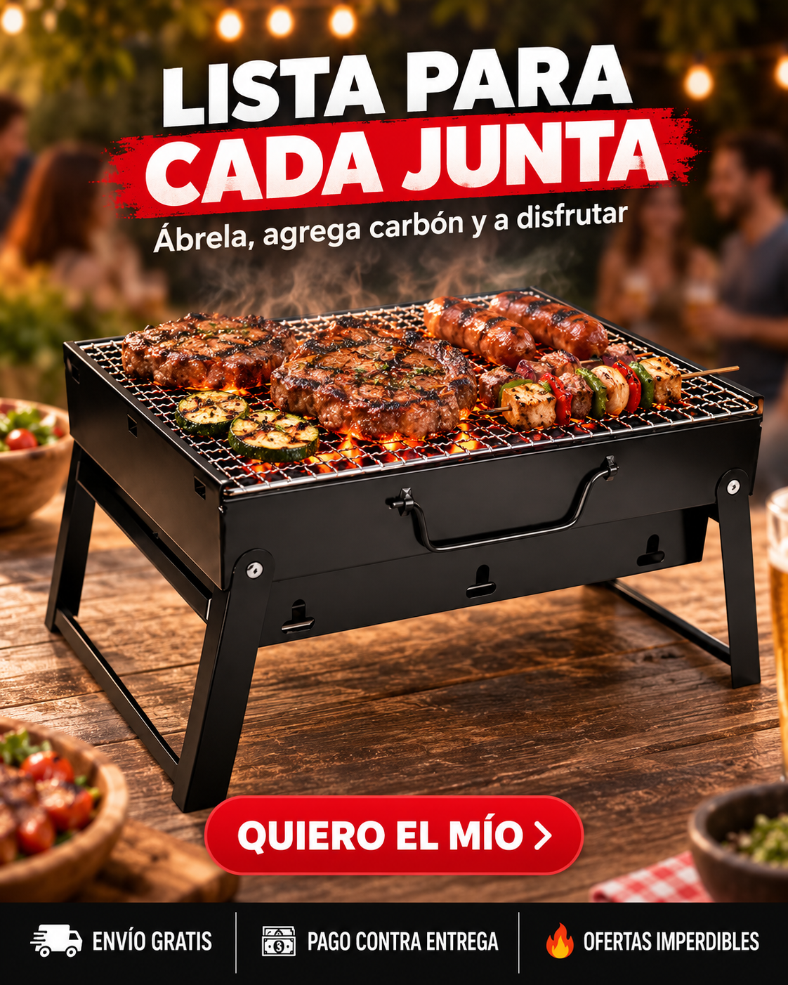 Parrilla Portátil Plegable 35×24cm
