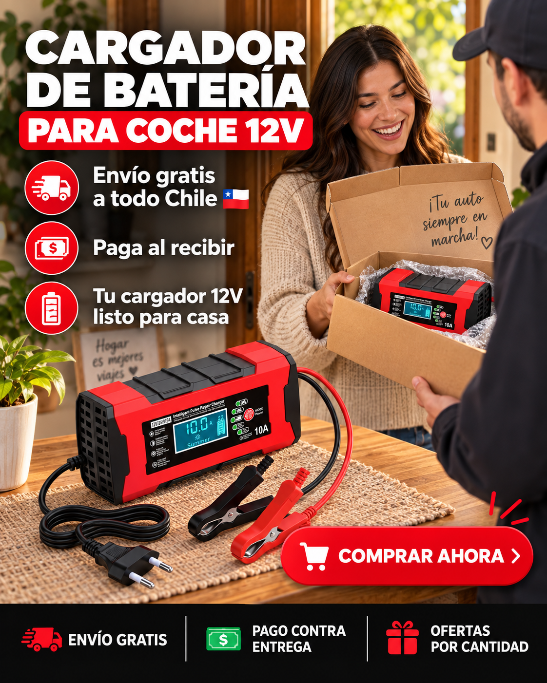 Cargador De Bateria Para Coche 12v
