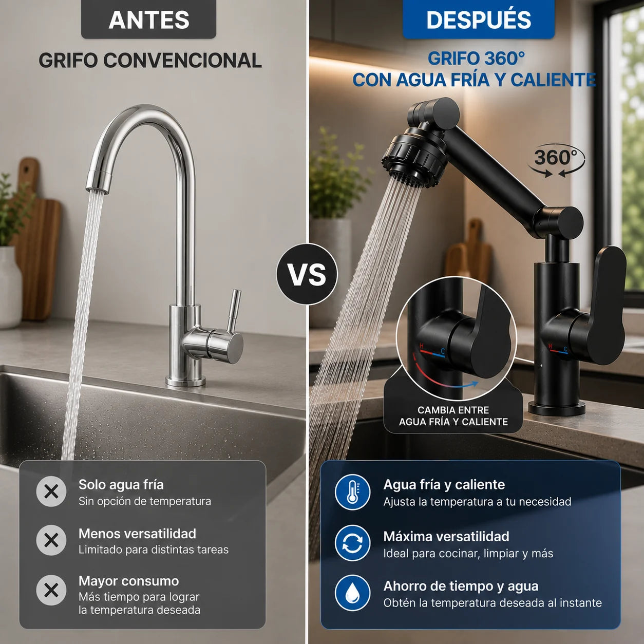 Llave Lavaplatos Giratoria 180º