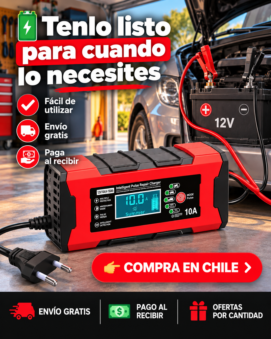 Cargador De Bateria Para Coche 12v