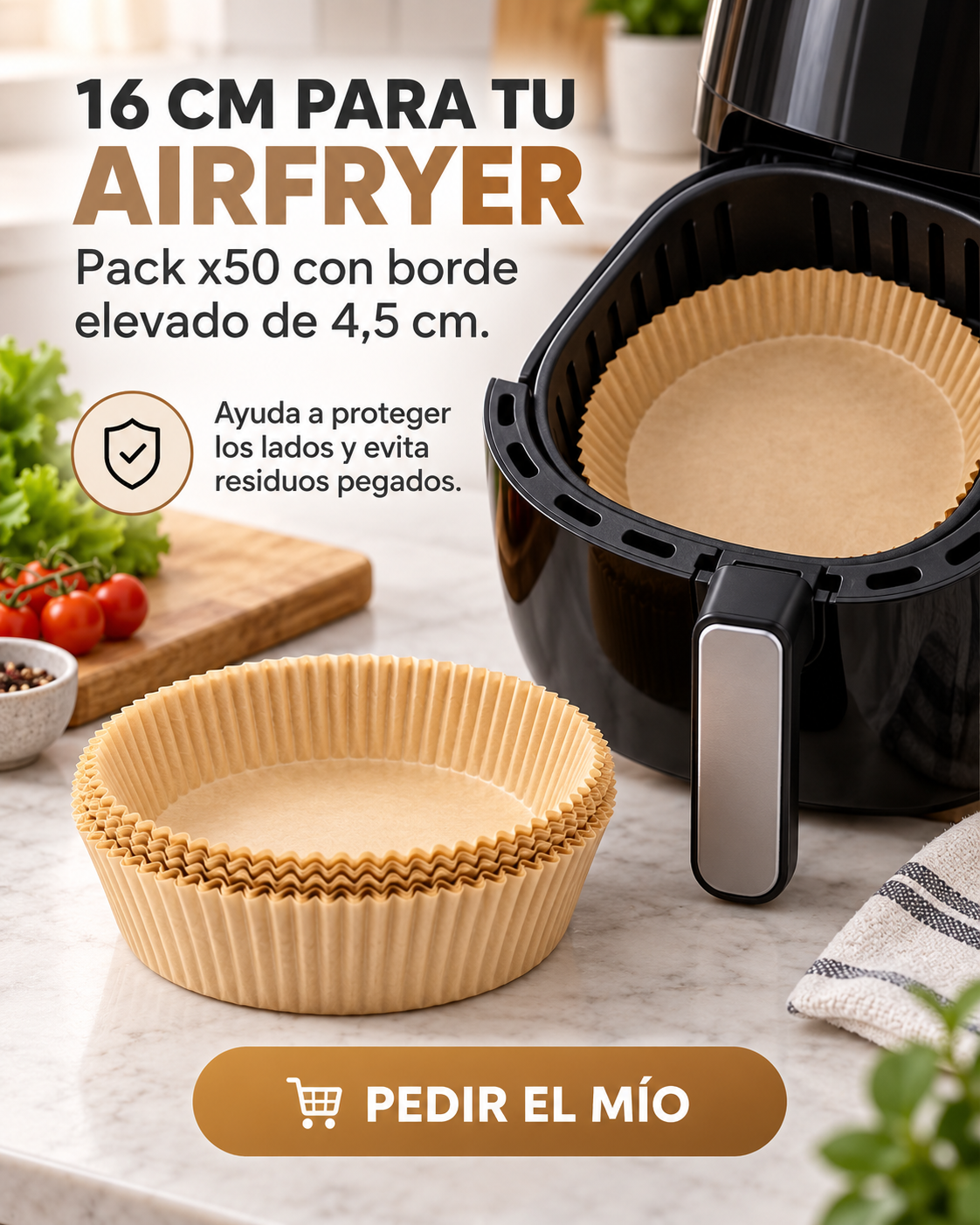 Papel Antiadherente Para Freidora De Aire - Pack de 50 unidades