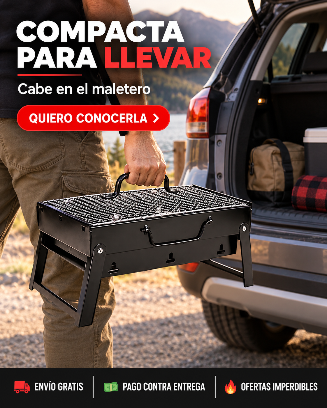 Parrilla Portátil Plegable 35×24cm