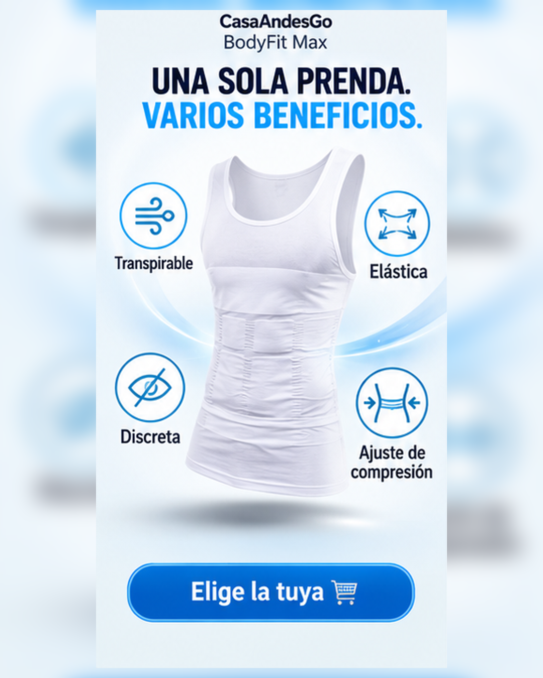 Camiseta Reductora Masculina Invisible BLANCA