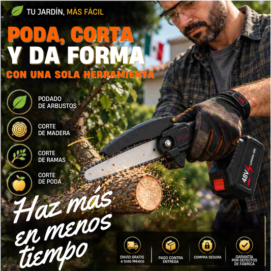 Mini Motosierra Inalámbrica 48v con 2 Baterías