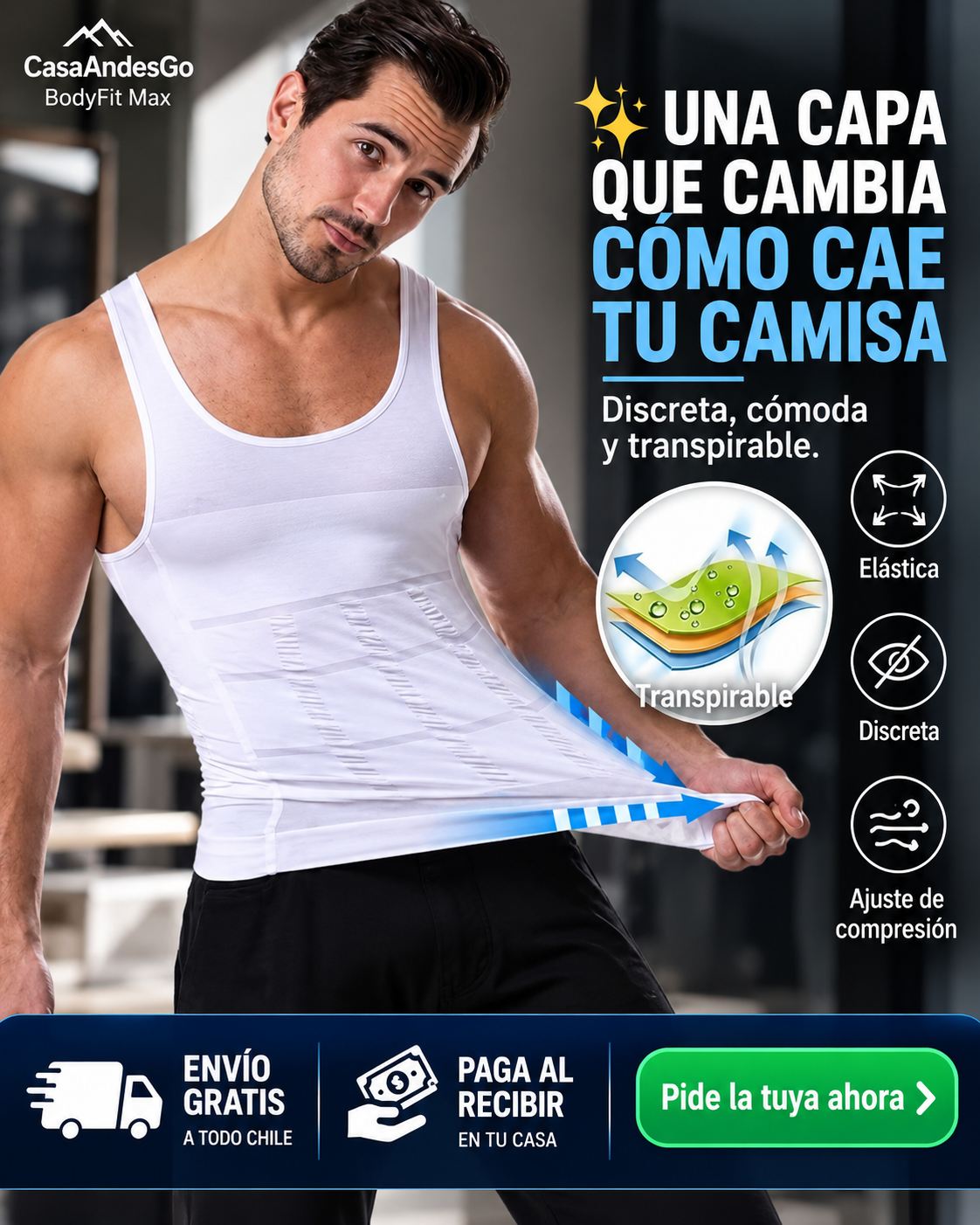 Camiseta Reductora Masculina Invisible BLANCA